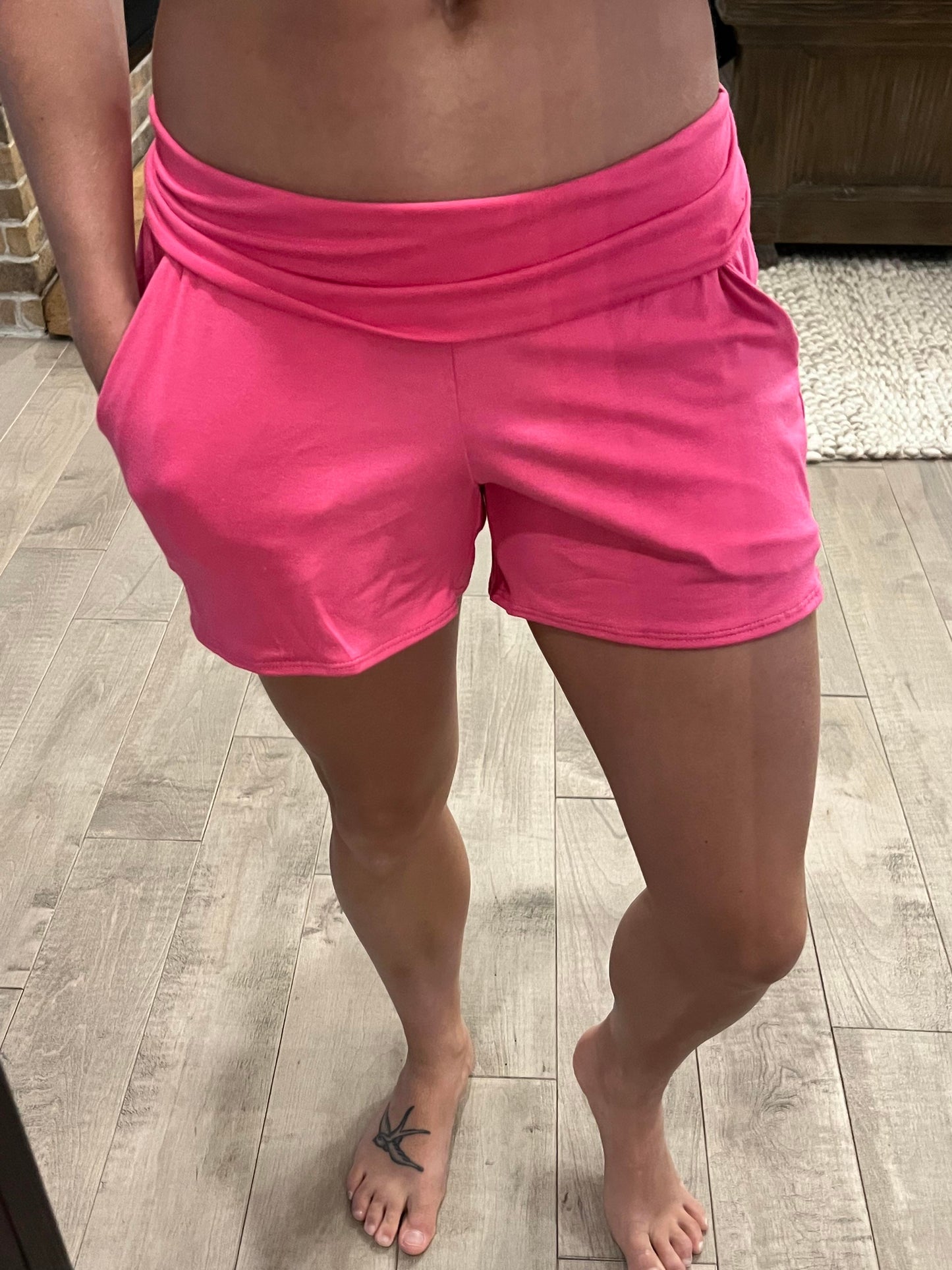 short bambou de coton rose flash - Maman louve création