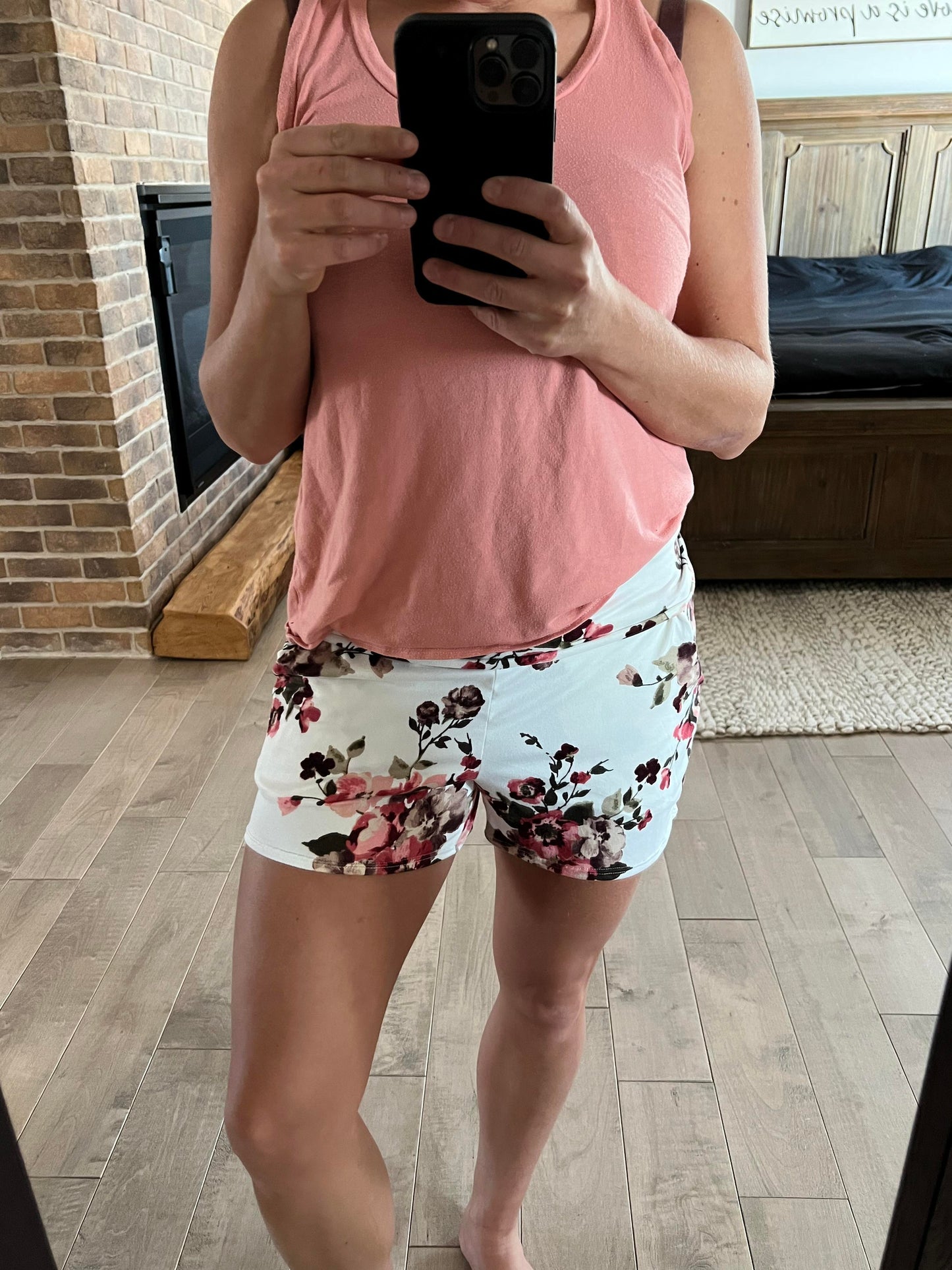 short bambou fleuri blanc - Maman louve création