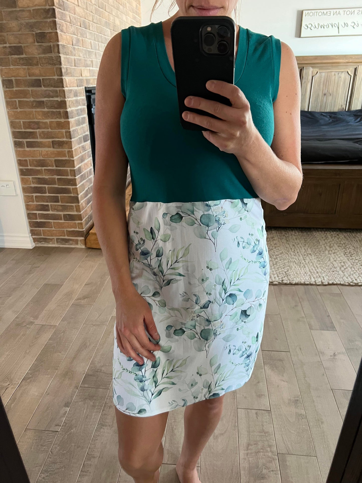 camisole longueur robe sarcelle et eucalyptus - Maman louve création