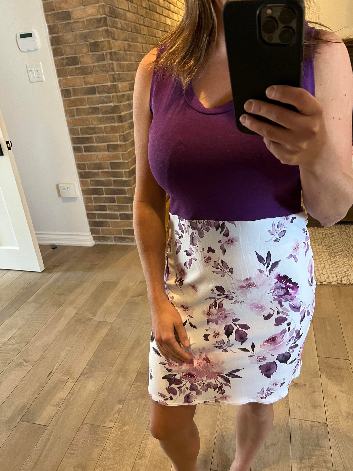 camisole mauve et son fleuri - Maman louve création