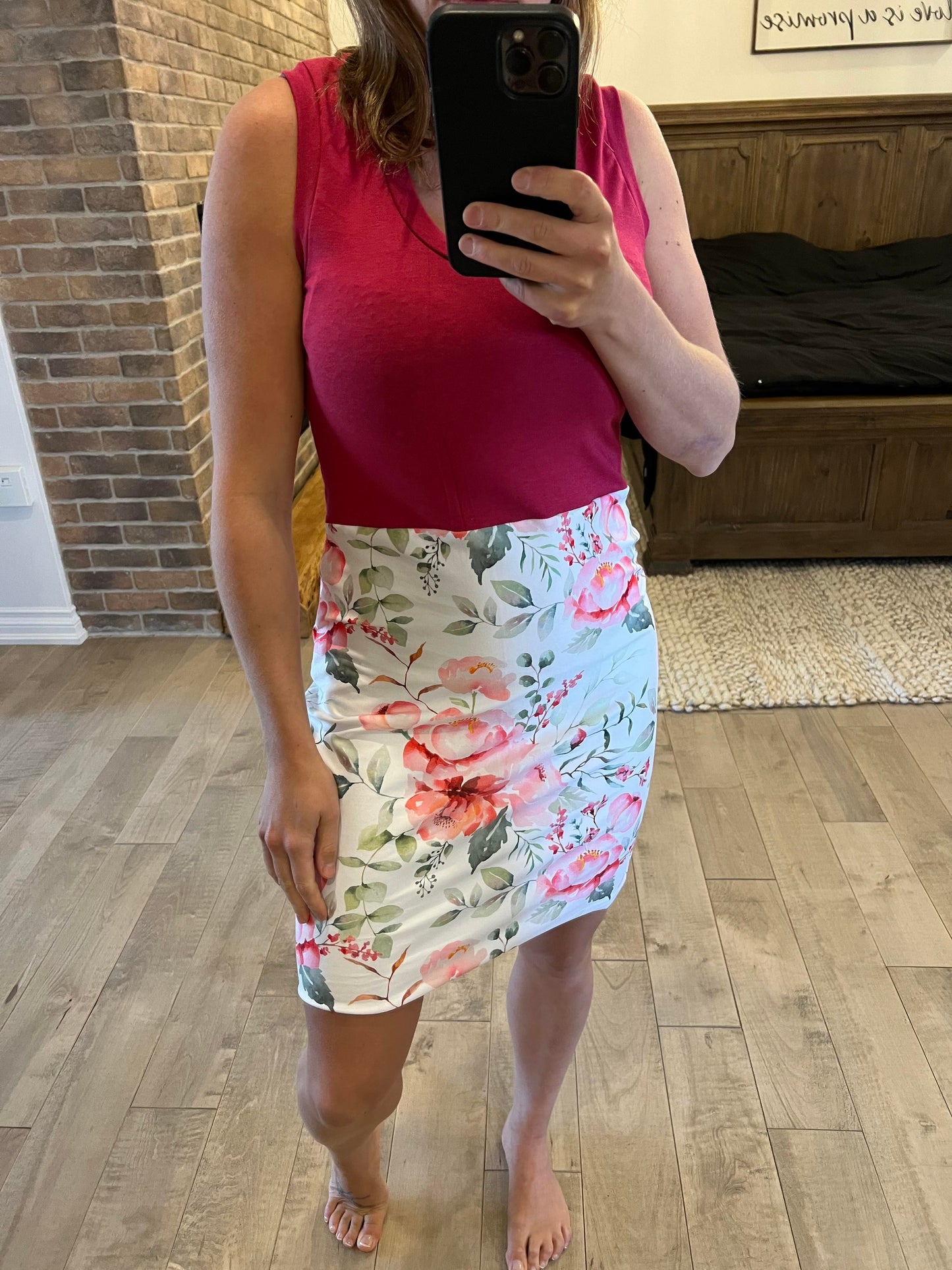 camisole framboise et son fleuri - Maman louve création