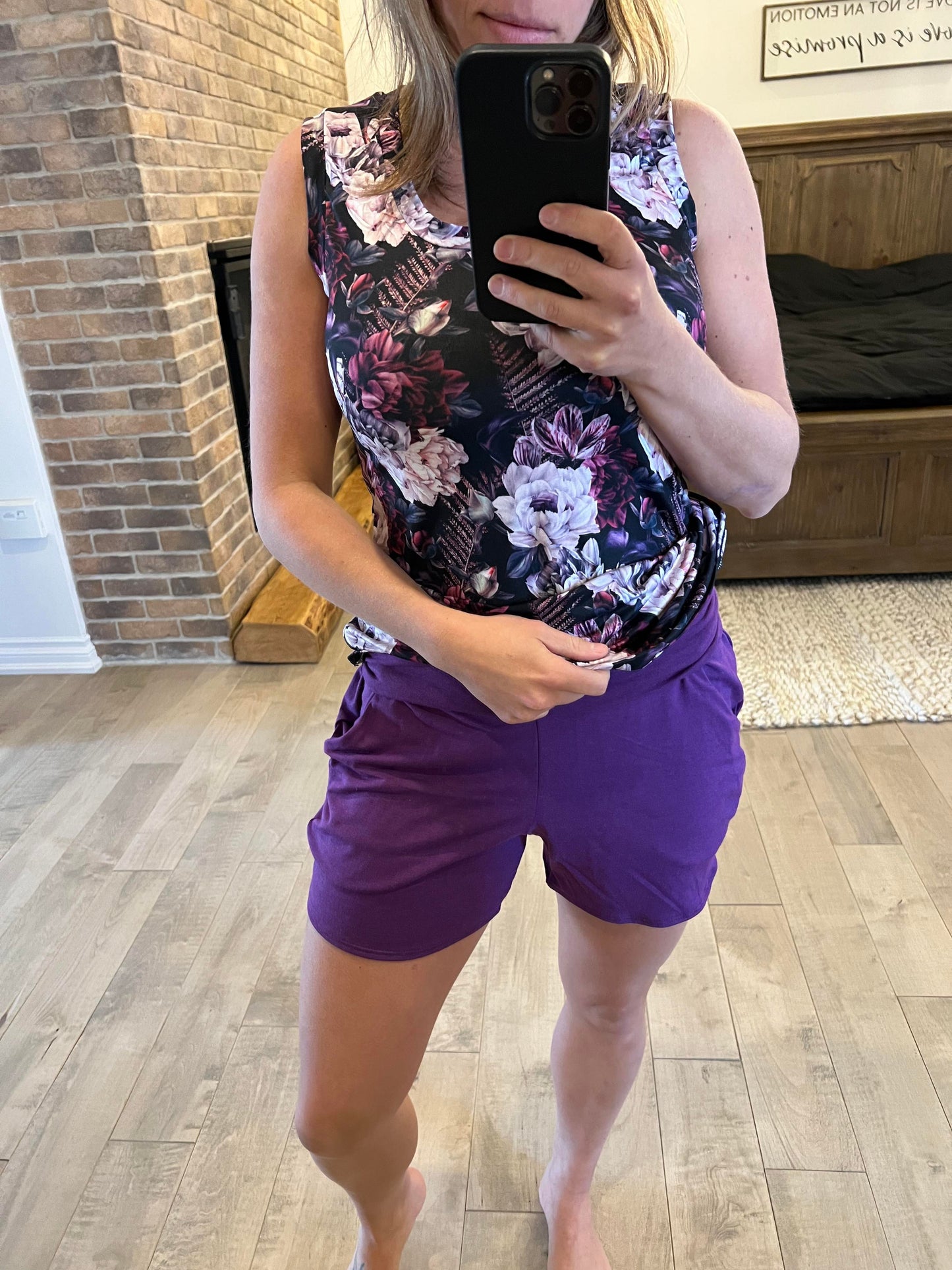 camisole longueur chandail fleuri mauve - Maman louve création