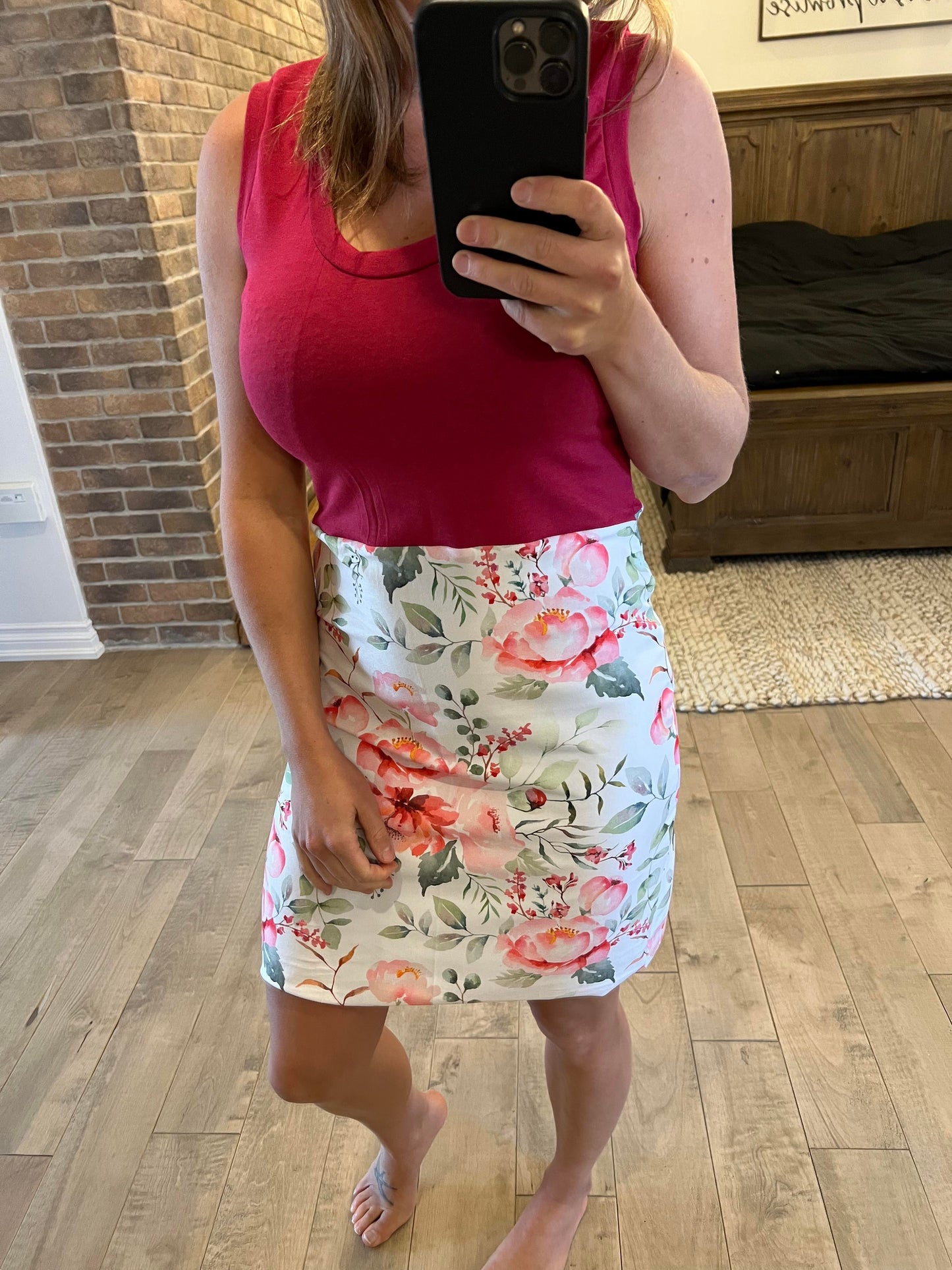 camisole framboise et son fleuri - Maman louve création