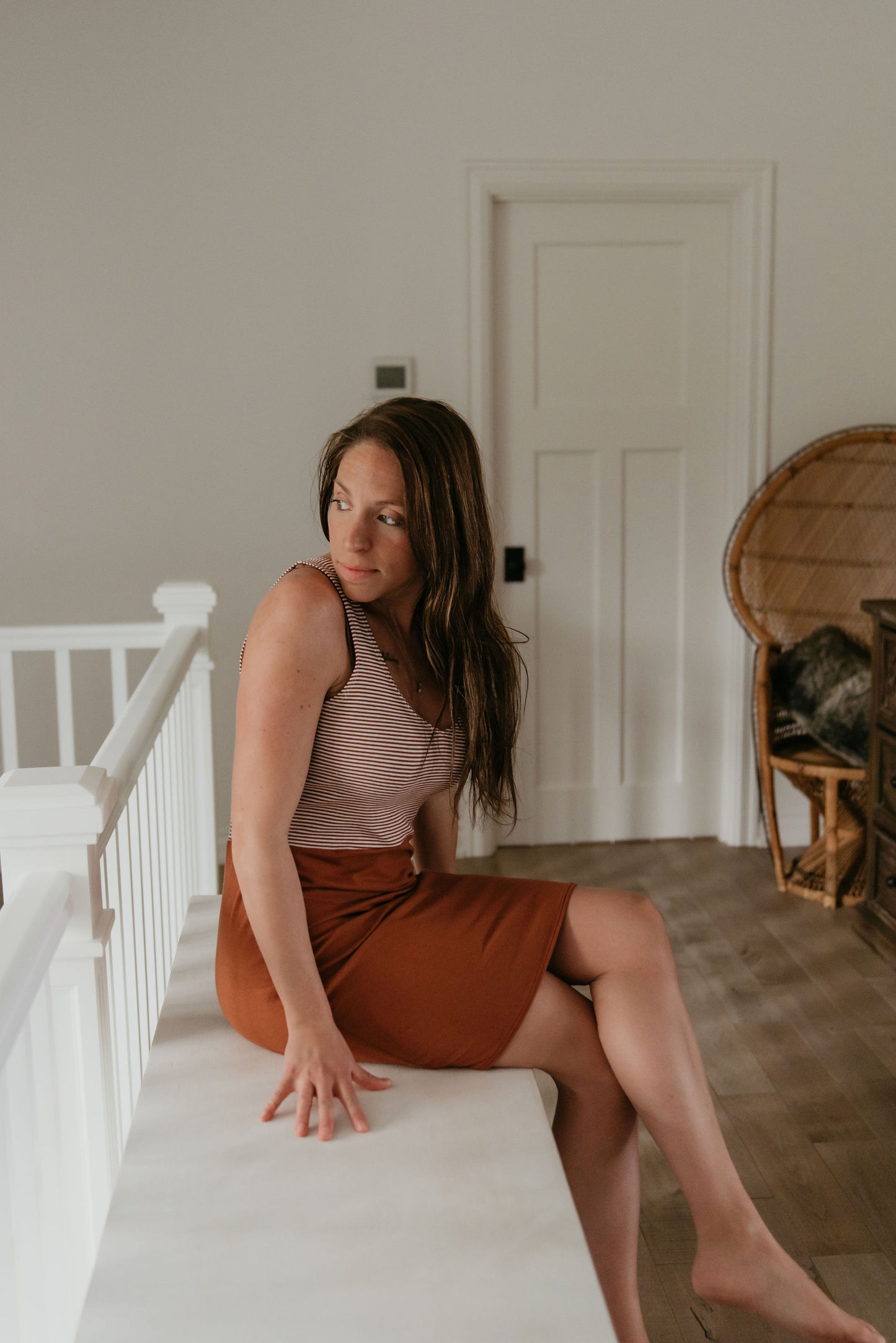 camisole décolté ligné rouille - Maman louve création