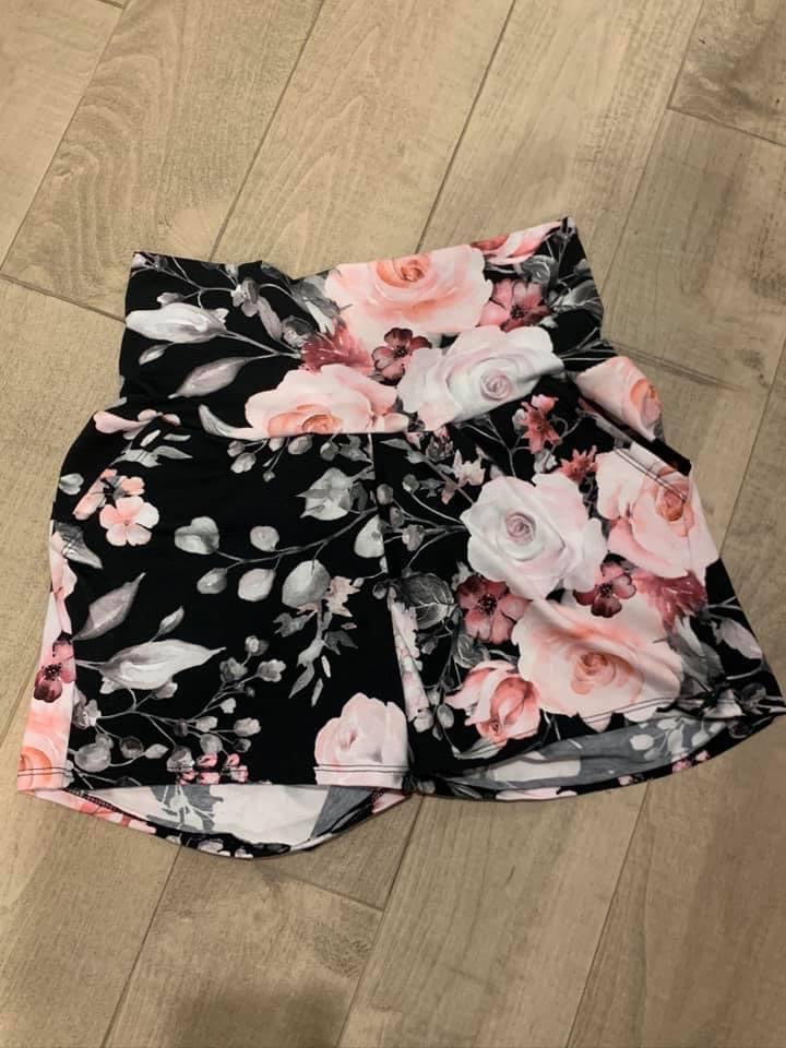 short fleuri printemps noir - Maman louve création